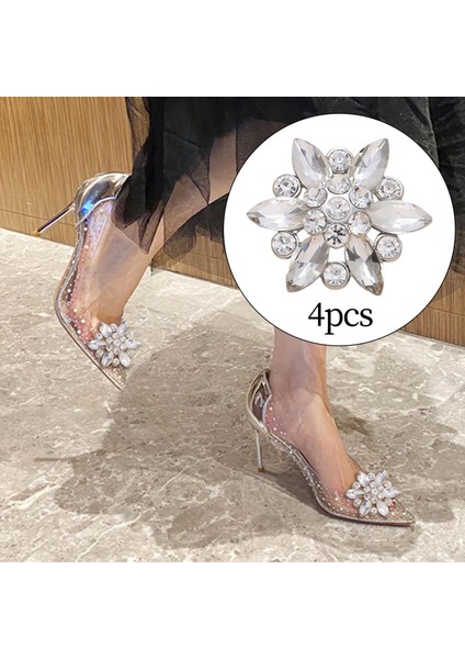 4x Kristal Rhinestone Düğmeleri Düğün Düz Arka Giyim Aksesuarları Dekor 4 Adet Gümüş (Yurt Dışından) fırsatları