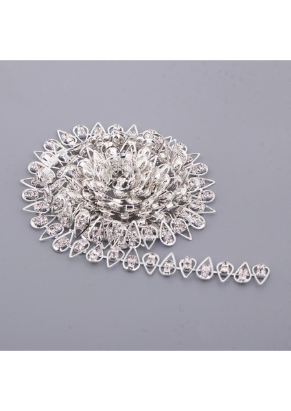 1 Yarda 50MM Waterdrop Şekil Gümüş Rhinestone Sıcak Düzeltme Yakın Zincir Örgü Şal (Yurt Dışından) indirimleri