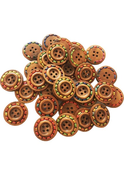 30 Adet Vintage Ahşap 4 Delik Yuvarlak Ahşap Dikiş Düğmeleri Craft Brown Tarif Edildiği Gibi (Yurt Dışından)