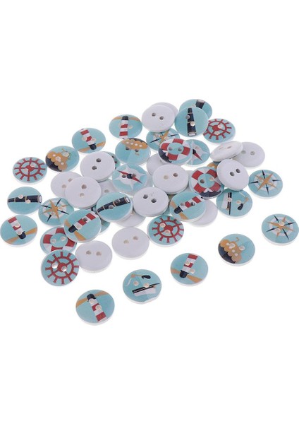 50 2 Delik Paketi Yelkenli Ahşap Düğmeler Desen Dikiş Bağlantı Sızdırmazları Düğmeleri Giysileri Kot Malzemeler (Yurt Dışından) fırsatları