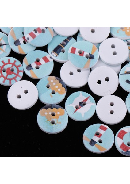 50 2 Delik Paketi Yelkenli Ahşap Düğmeler Desen Dikiş Bağlantı Sızdırmazları Düğmeleri Giysileri Kot Malzemeler (Yurt Dışından) indirimleri