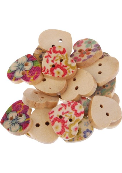 20 Adet Kalp Ahşap Düğmeler Dikiş Ev Kıyafetleri (Yurt Dışından)