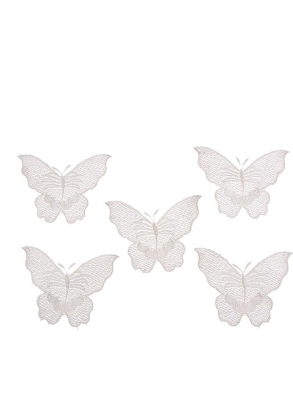 5 Adet Nakış Dantel Kelebek Aplike Elbise Işlemeli Dantel Motif Yaması (Yurt Dışından)