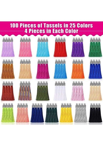 100 Adet Çok Renkli 60MM Püskül Kolye Anahtarlık Çanta Aksesuarları (Yurt Dışından) modelleri