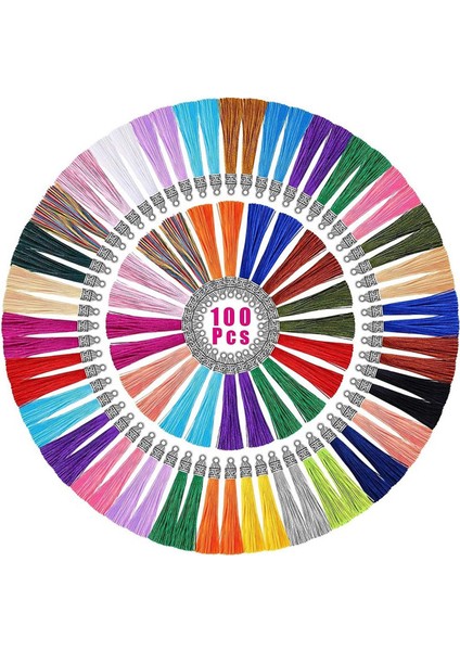 100 Adet Çok Renkli 60MM Püskül Kolye Anahtarlık Çanta Aksesuarları (Yurt Dışından) fırsatları