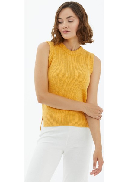 Sıfır Yaka Triko Süveter - Hardal fiyatları