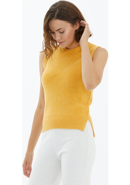 Sıfır Yaka Triko Süveter - Hardal modelleri