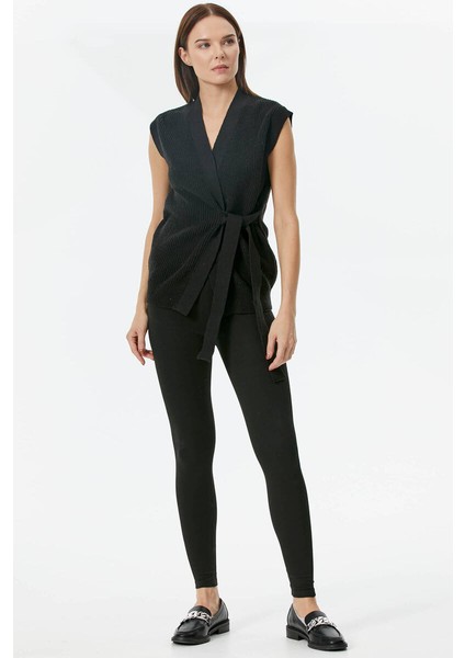 Kendinden Kemerli Triko Yelek - Siyah fiyatları