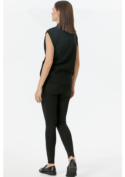 Kendinden Kemerli Triko Yelek - Siyah indirimleri