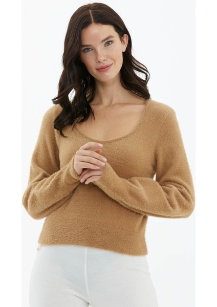 Kare Yaka Triko Kazak - Kamel