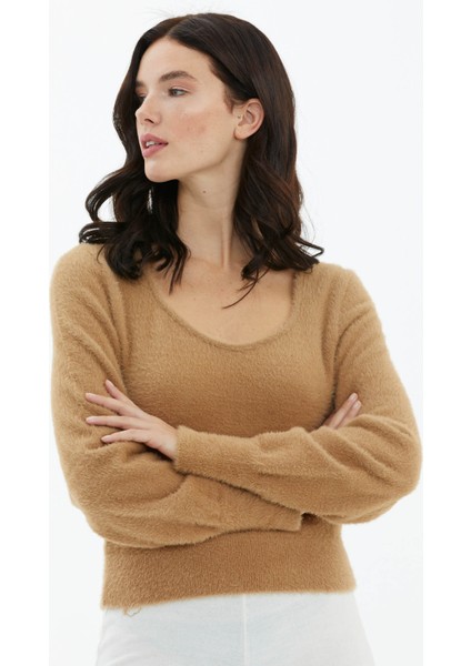 Kare Yaka Triko Kazak - Kamel fiyatları