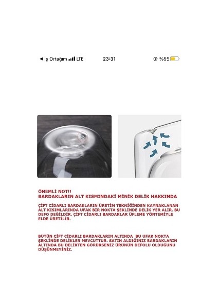 Asmimoda Çift Cidarlı Bardak Kulplu Cam 320 ml -7001