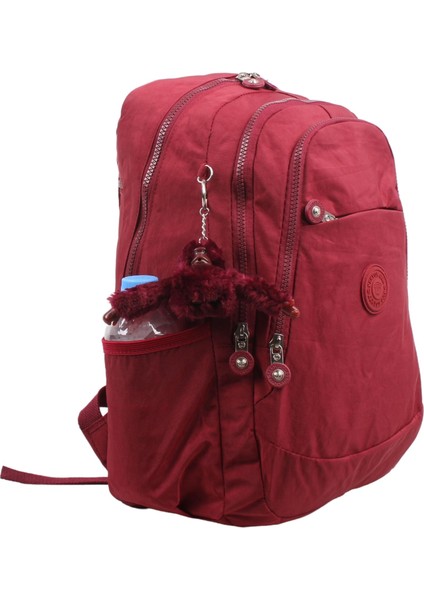 Kenyon Cox 8812 Bordo Unisex Klinkır Aksesuarlı Kumaş Sırt Çantası