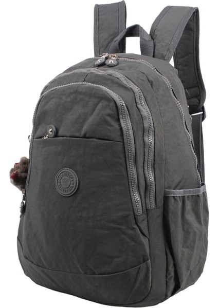 8812 Gri Unisex Klinkır Aksesuarlı Kumaş Sırt Çantası fiyatları