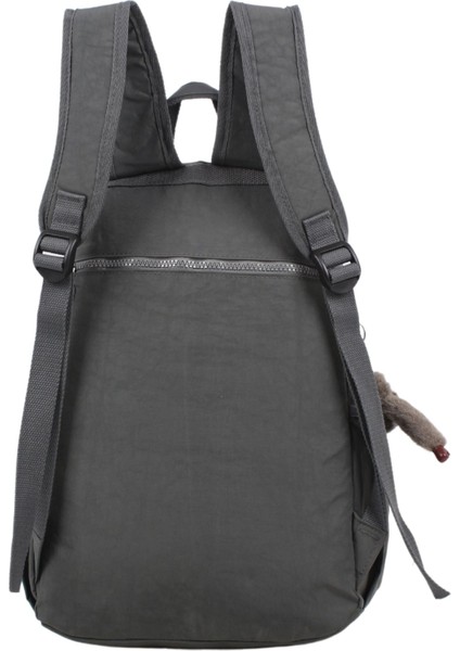 8812 Gri Unisex Klinkır Aksesuarlı Kumaş Sırt Çantası fırsatları