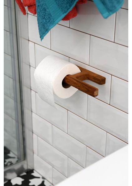 Tuvalet Kağıtlık Yapışkanlı Yedekli Ahşap Wc Kağıtlık