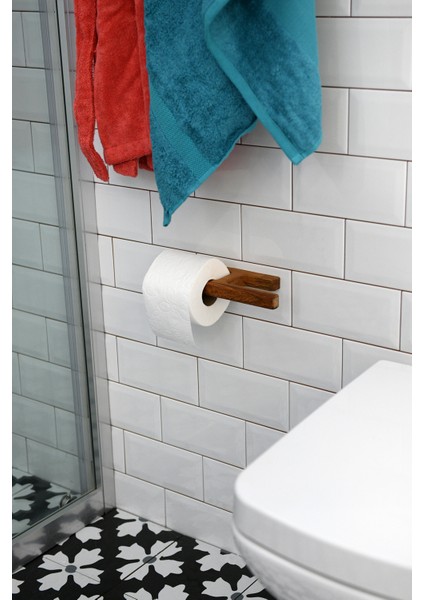 Tuvalet Kağıtlık Yapışkanlı Yedekli Ahşap Wc Kağıtlık