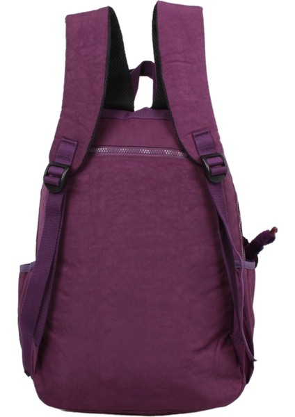8864 Mor Unisex Klinkır Aksesuarlı Kumaş Sırt Çantası