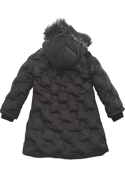 Kız Çocuk Yakası Kürklü Peluş Astarlı Çıkarılabilir Kapüşonlu Mont modelleri