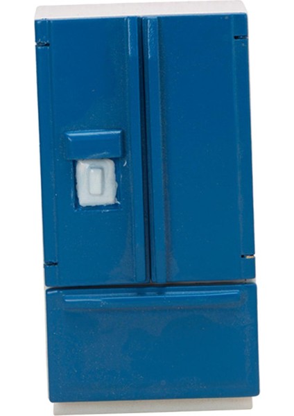 Ahşap Buzdolabı Buzdolabı Modeli 1:12 Dollhouse Minyatür Mobilya Mavi