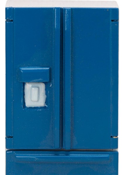 Ahşap Buzdolabı Buzdolabı Modeli 1:12 Dollhouse Minyatür Mobilya Mavi modelleri