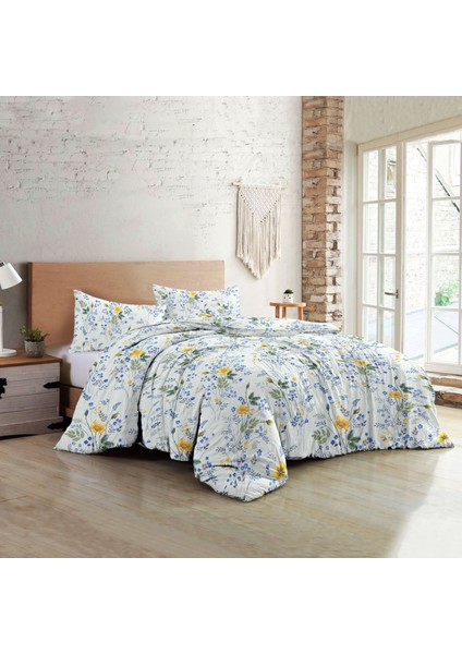 Spring Floral Luxury Çift Kişilik Pamuk Saten Nevresim Takımı