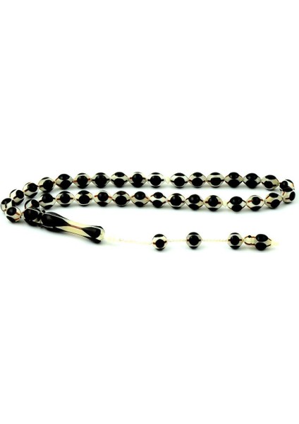 Deve Kemiğine Kuka ve Abanoz Ağacı Işlemeli Tesbih