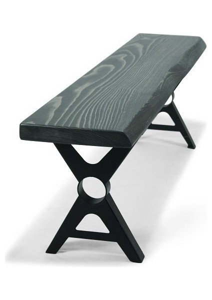 Doğal Ağaç Masif Kütük Masa ( Metal Ayak ) 90CM x 120CM + 2 Bank Bench