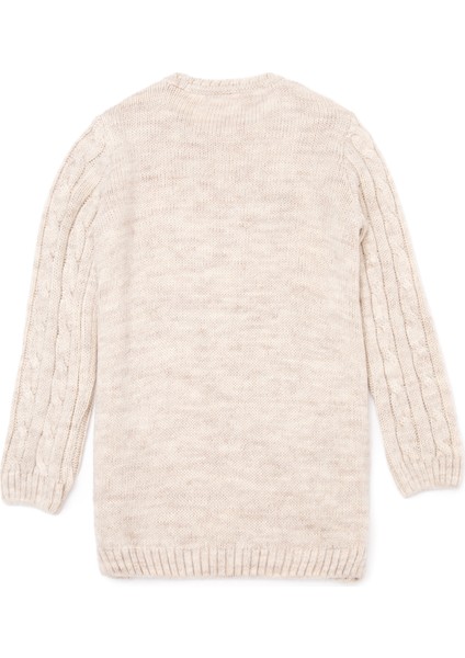 Kız Çocuk Krem Melanj Triko Elbise 50253395-VR159 fiyatları