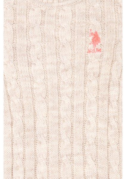 Kız Çocuk Krem Melanj Triko Elbise 50253395-VR159 modelleri