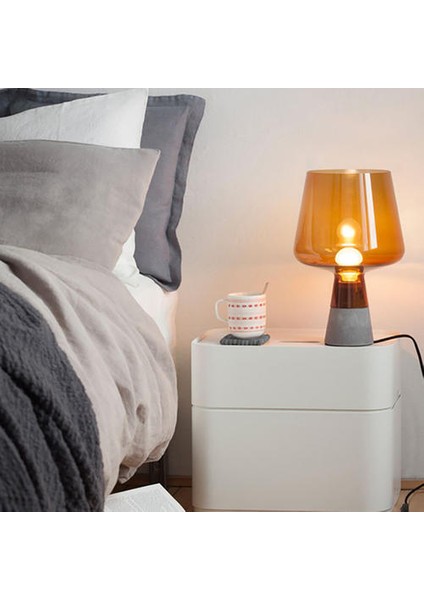 Modern Basit Kişilik Çimento Lambası, 220 V Dumanlı Gri Ev Oturma Odası Yatak Odası Kişilik Başucu Lambası Dekoratif Cam Masa Lambası Dumanlı, Amber (Yurt Dışından)