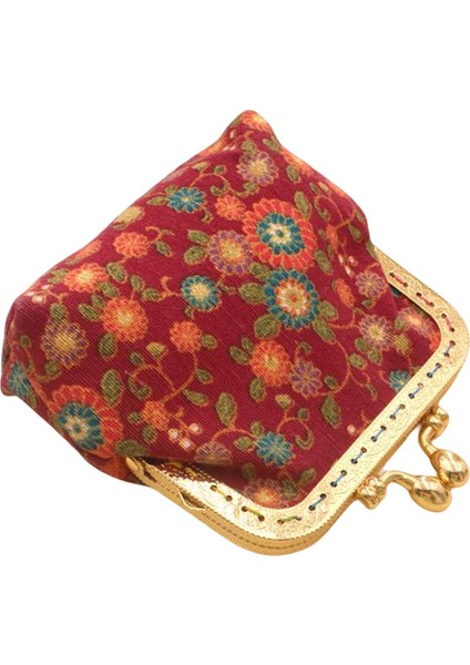 Sevimli Çiçek Tokası Para Çantası Vintage Stil Çantası Öpücük Kilit Değişimi Tutucu Kırmızı fiyatları