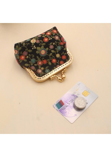 Sevimli Çiçek Tokası Para Çantası Vintage Stil Çantası Öpücük Kilit Değişimi Tutucu Kırmızı(Yurt Dışından) modelleri