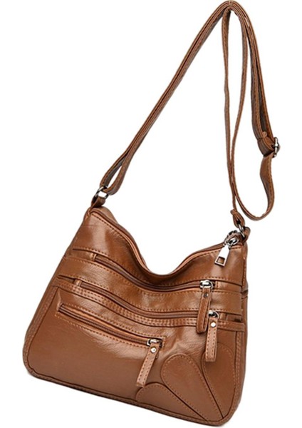 Kadın Omuz Çantası Dayanıklı Rahat Crossbody Çanta Çanta Bayanlar Için Alışveriş Kahverengi
