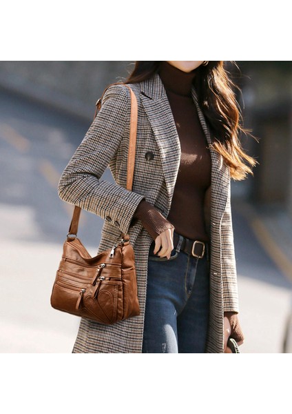 Kadın Omuz Çantası Dayanıklı Rahat Crossbody Çanta Çanta Bayanlar Için Alışveriş Kahverengi fırsatları