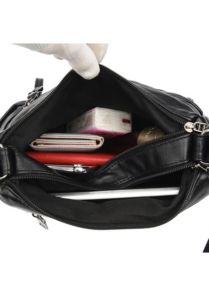 Kadınlar Omuz Çantası Dayanıklı Rahat Crossbody Çanta El Çantası Bayanlar Için Alışveriş Siyah