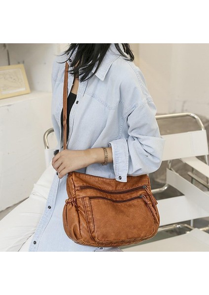 Crossbody Çanta Kadın Kılıfları Çanta Gündelik Iş Bayanlar Hobo Omuz Çantası B-BROWN-26X10X20CM