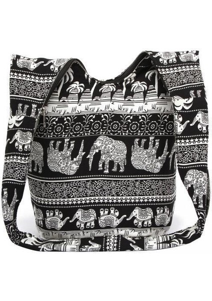 2xbohemian Pamuk Hippi Çapraz Gövde Çantası Hobo Sling Çanta Haberci Omuz Çantaları Siyah 2 Adet