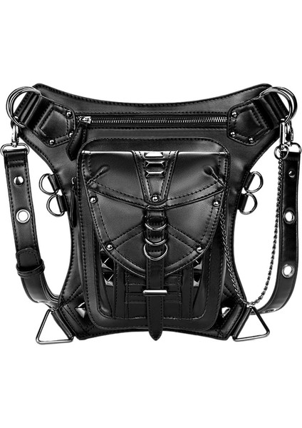 Steampunk Bel Çantası Deri Erkekler Kadın Motosiklet Satchel Uyluk Çantası Çanta