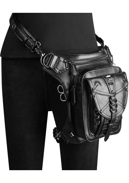 Steampunk Bel Çantası Deri Erkekler Kadın Motosiklet Satchel Uyluk Çantası Çanta
