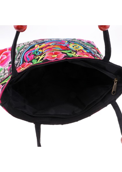 Retro Kadın Nakış Çantası Ulusal Omuz Çantası Tote Seyahat Çantası 31X51CM E indirimleri