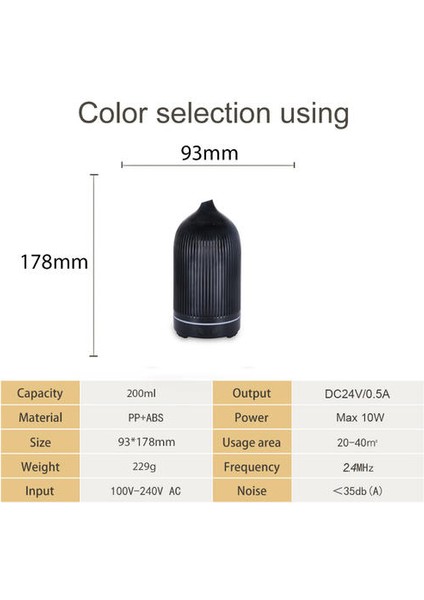 5V Ev Ahşap Tahıl Renkli Aroma Difüzör Ultrasonik Atomizasyon Masaüstü USB Nemlendirici (Yurt Dışından)