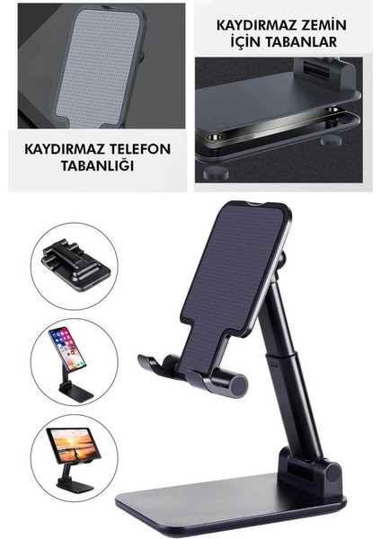 Ayarlanabilir Portatif Standlı Telefon + Tablet Tutacağı