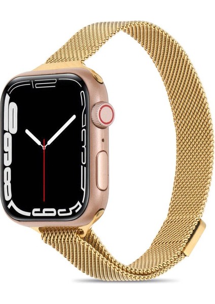 Apple Watch 2 3 4 5 6 7 8 38MM 40MM 41MM Slim Metal Hasır Kordon