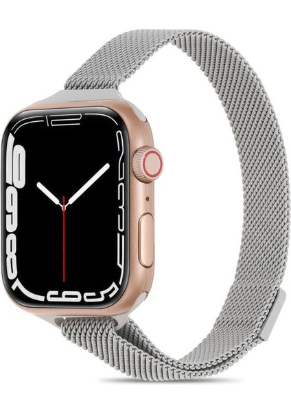Apple Watch 2 3 4 5 6 7 8 38MM 40MM 41MM Slim Metal Hasır Kordon