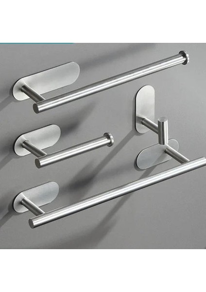 4pcs Paslanmaz Çelik Banyo Havlu Rafı Banyo Havlu Çubuğu Yumruksuz Doku Rafı (Yurt Dışından)