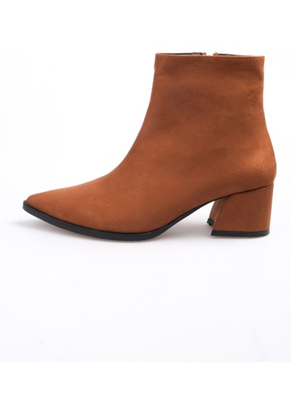 Erika Taba Renk Süet Ince Kürk Astarlı Fermuarlı Kadın Topuklu Bot fırsatları