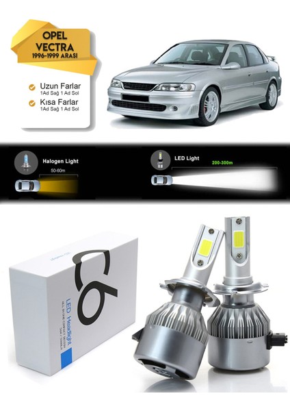 Opel Vectra Uzun Far Kısa Far LED Xenon Şimşek Etkili 1996-1999 Arası