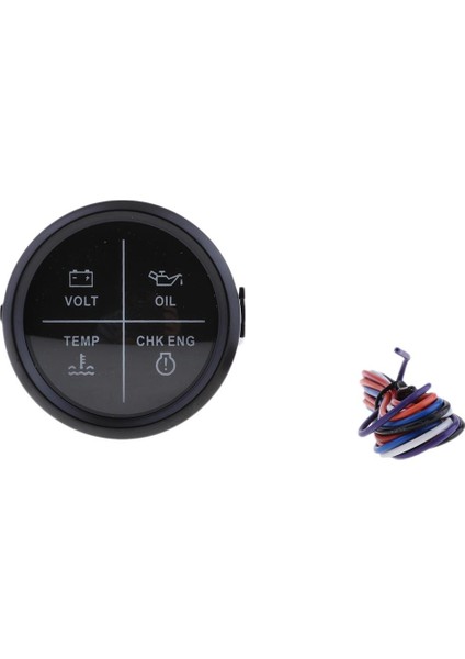 52MM 2 "4 LED Alarm Ölçer Volt Yağ Sıcaklığı Chk Eng Gösterge Siyah Yüz Siyah Siyah (Yurt Dışından) fiyatları