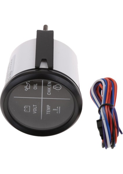 52MM 2 "4 LED Alarm Ölçer Volt Yağ Sıcaklığı Chk Eng Gösterge Siyah Yüz Siyah Siyah (Yurt Dışından) modelleri